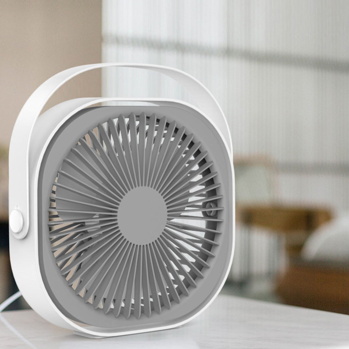 Small Desk Fan 6 Inch Quiet Mini Portable USB Rechargeable Desktop Fan for Home and Office White