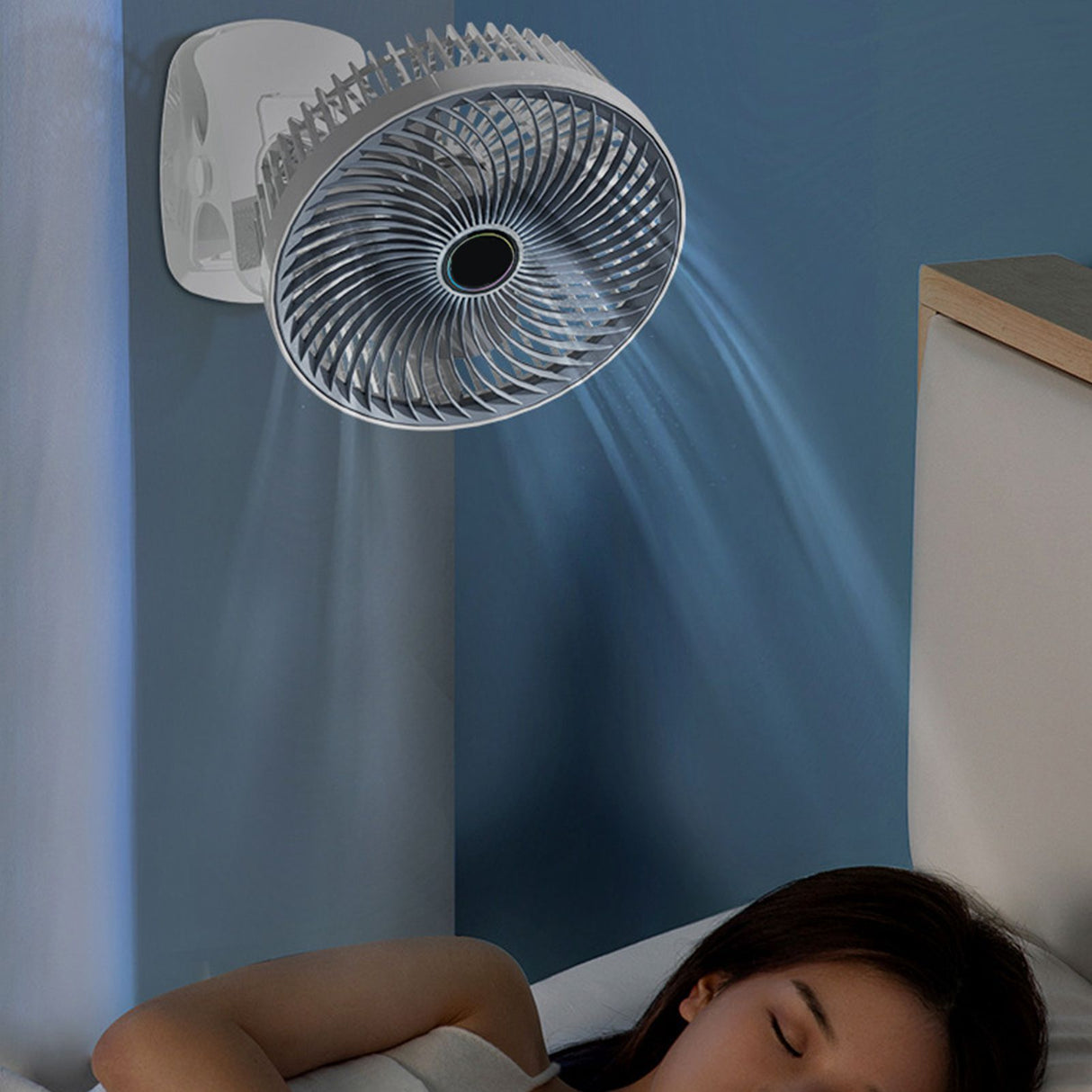 USB Rechargeable Handheld Fan Wall Mounted 3 Speed Strong Wind Portable Small Electric Fan for Home Dormitory