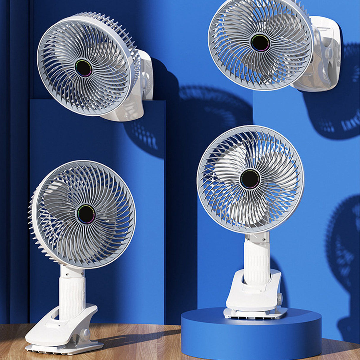 USB Rechargeable Handheld Fan Wall Mounted 3 Speed Strong Wind Portable Small Electric Fan for Home Dormitory