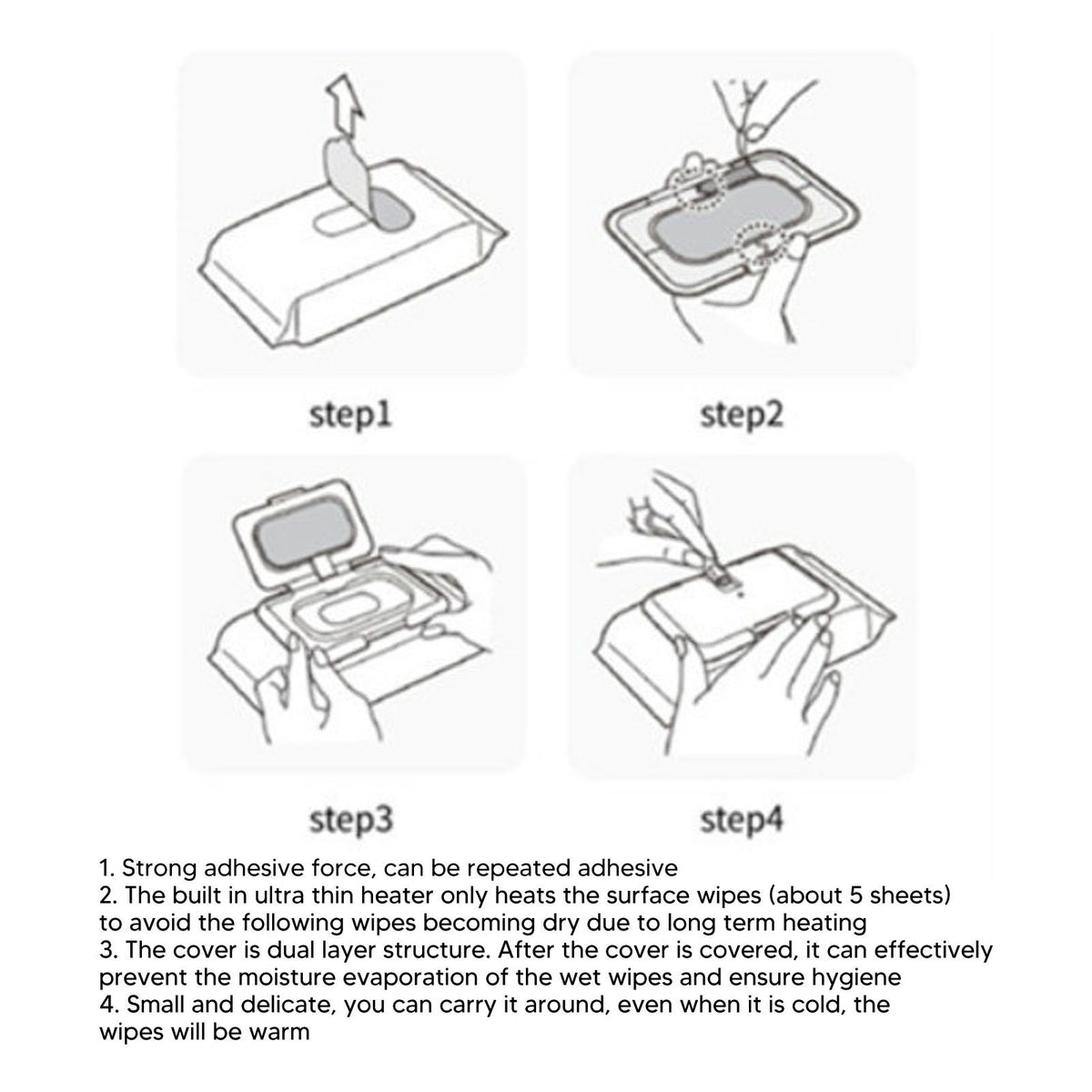 USB Wet Wipe Heater Constant Temperature Portable Baby Wipes Warmer for Household Car Outdoor White