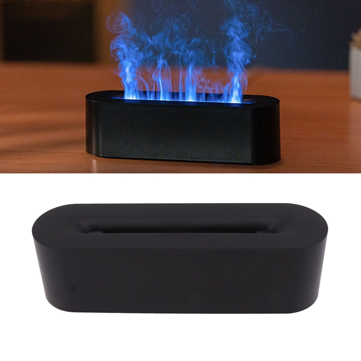Flame Diffusers 7 Colors USB Portable Practical Simple Operation Fire Air Humidifier for Room Bedroom Office Black
