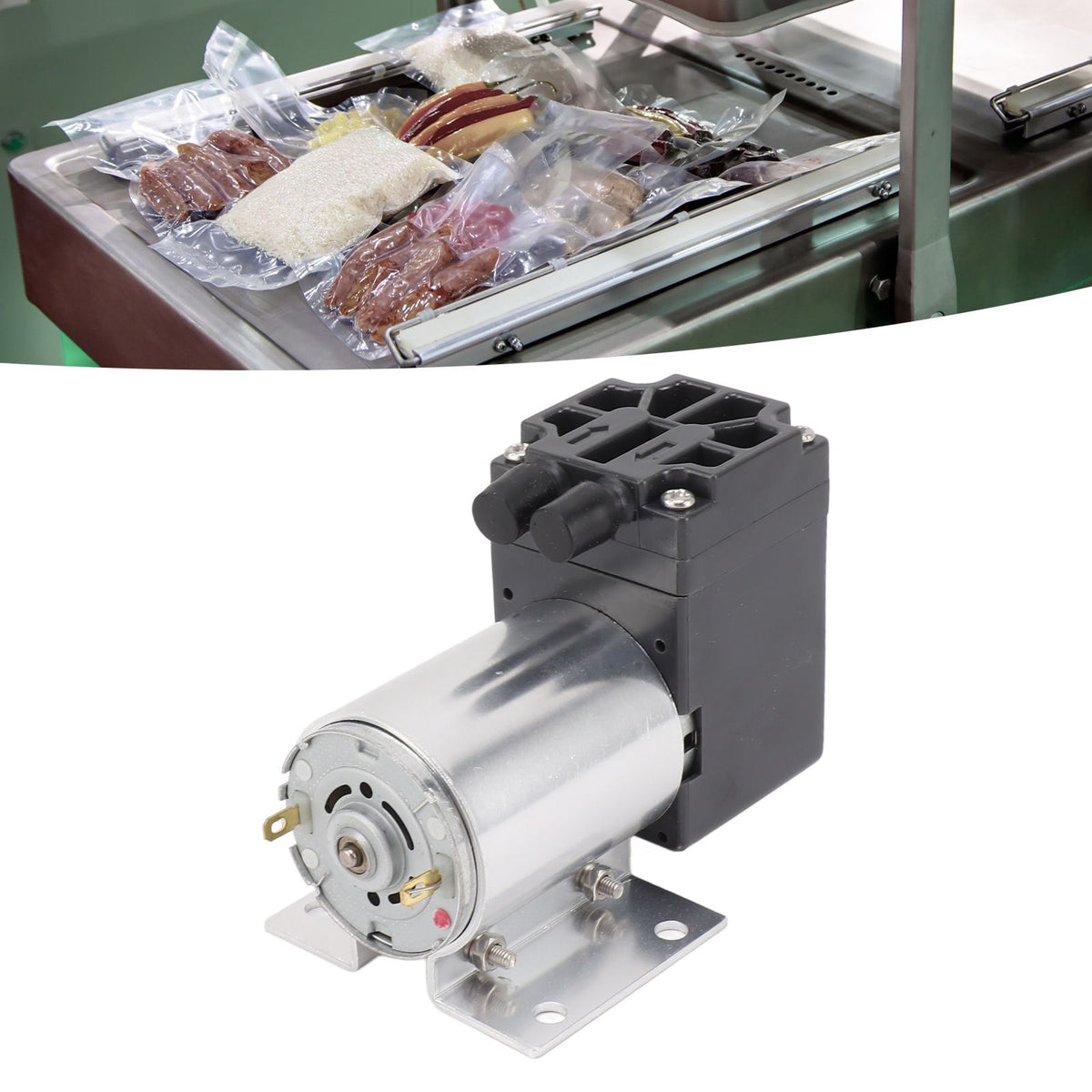 12V Vacuum Pump Negative Pressure Suction Pump Mini Small Oilless Vacuum Pump 65‑120kpa 5L/min with Bracket