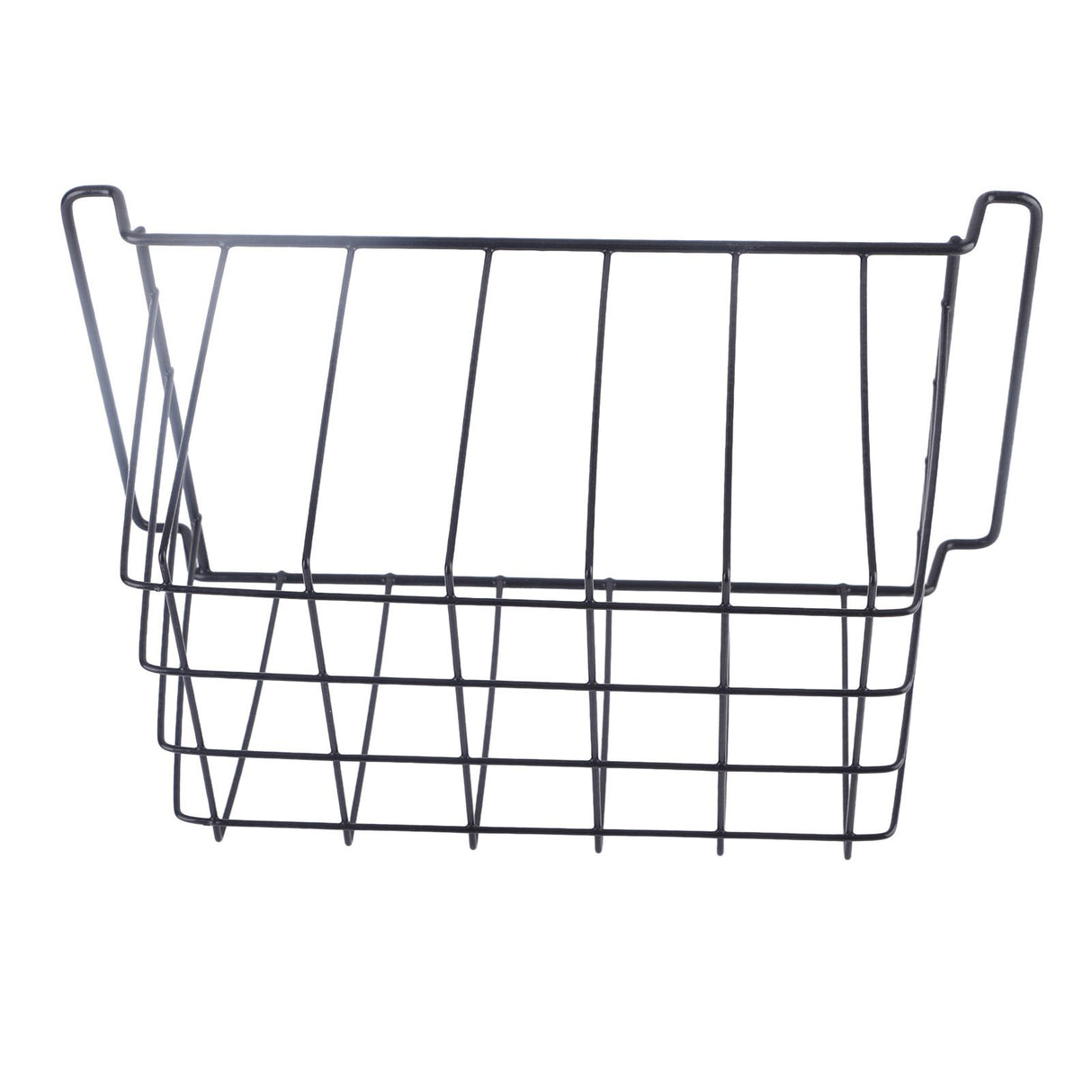 2 Pcs Freezer Wire Storage Basket PE Coated Hanging Rack Organizer Bin Black for Refrigerator Shelves L 39cm X W 20cm X H 20cm