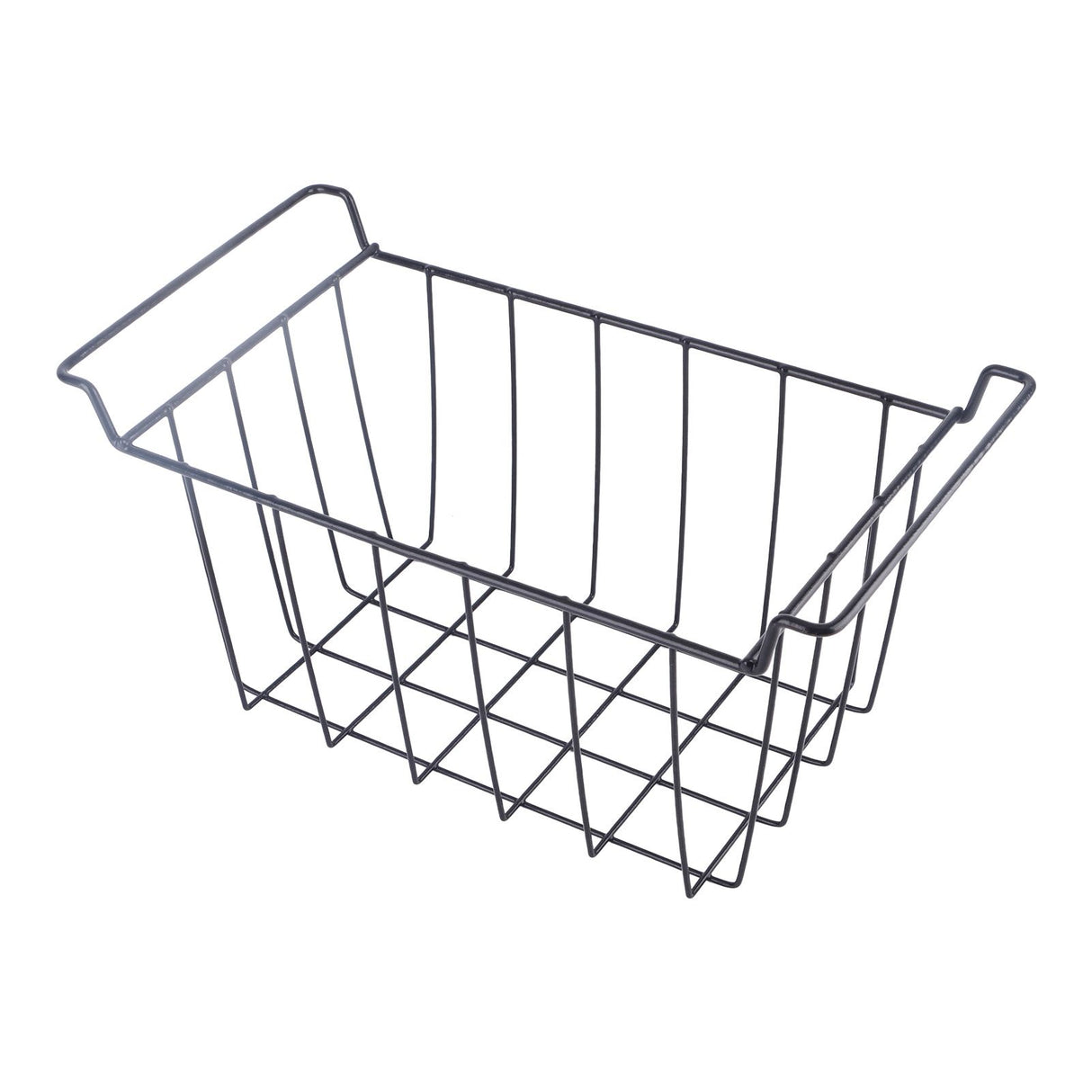 2 Pcs Freezer Wire Storage Basket PE Coated Hanging Rack Organizer Bin Black for Refrigerator Shelves L 39cm X W 20cm X H 20cm