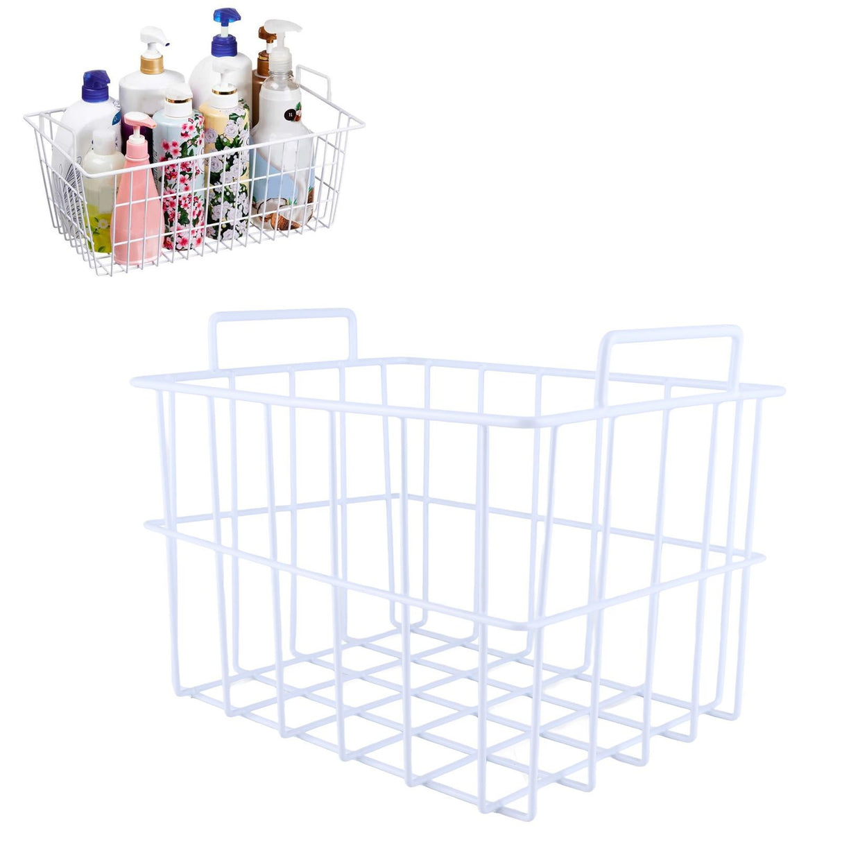 Fridge Freezer Basket Multipurpose Large Capacity Metal Wire Storage Basket for Refrigerator Bathroom Kitchen 200mm/7.87in