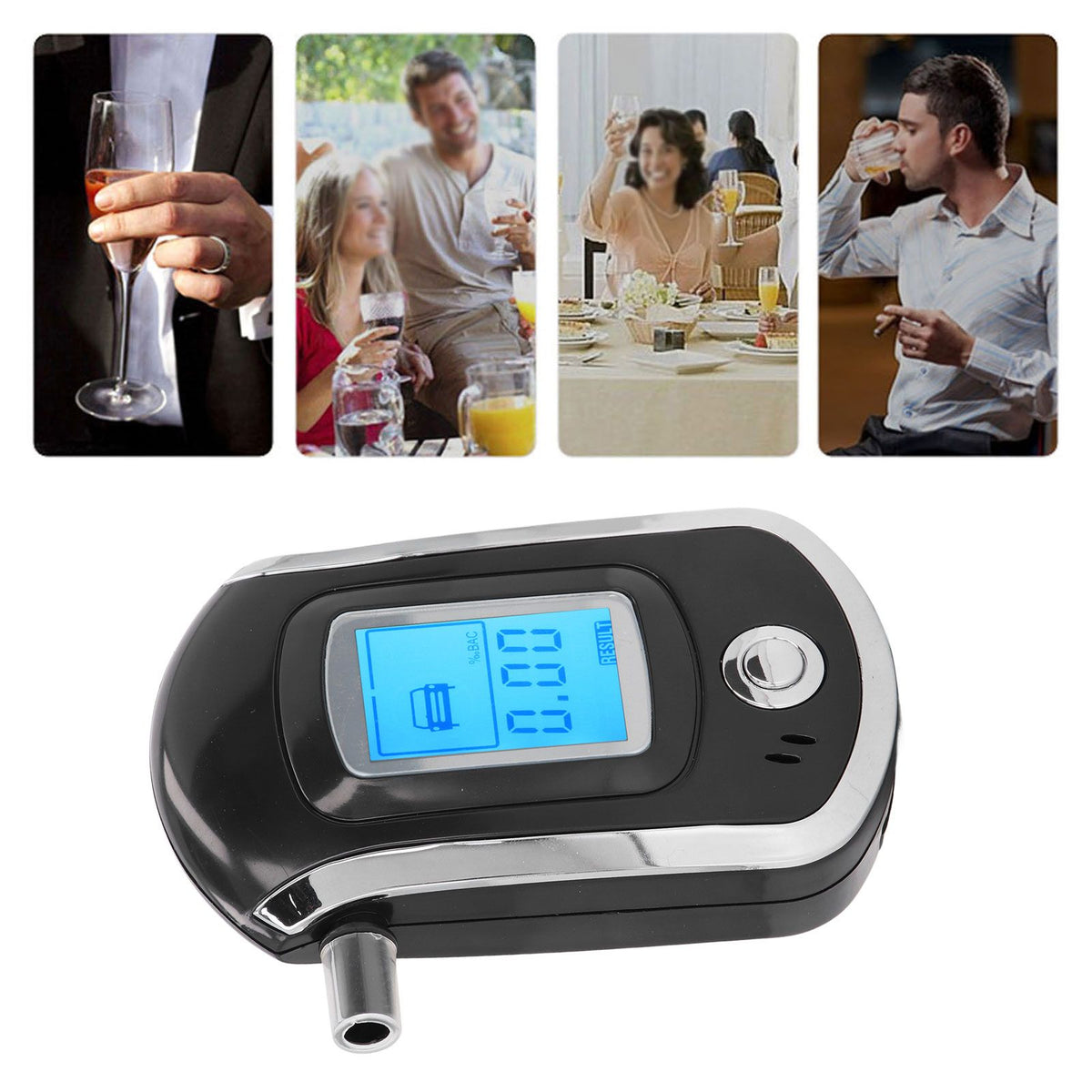 Breath Alcohol Tester LCD Display High Accuracy Auto Shutoff Portable Alcohol Detector for Home Professional Use