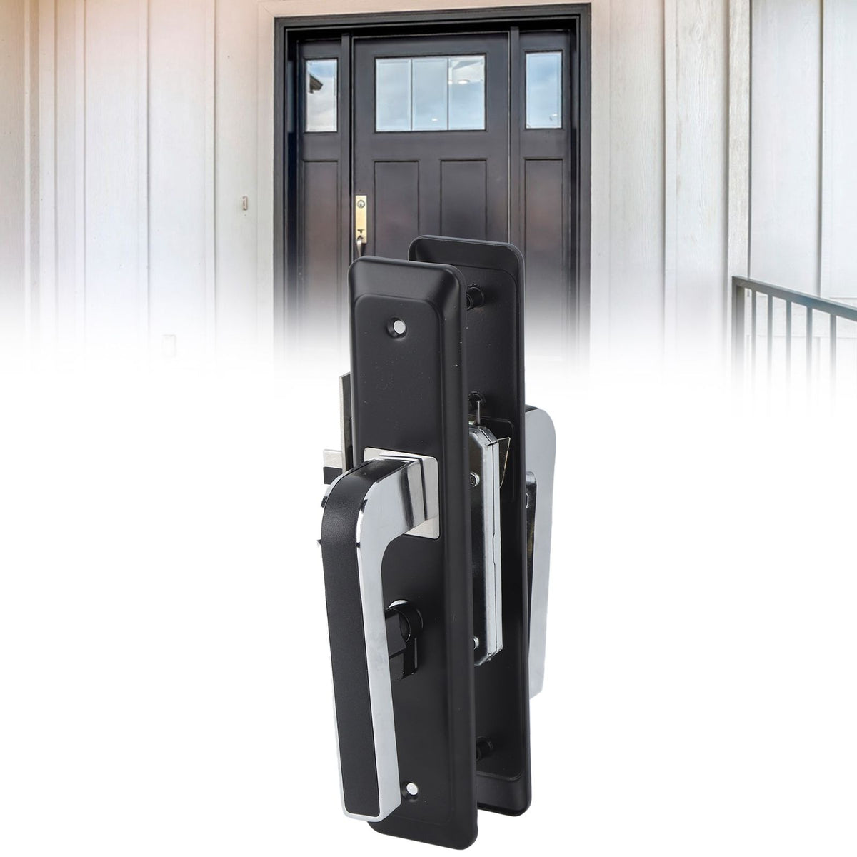 Privacy Bathroom Lever Lock Set Low Noise Door Lever Lockset Bedroom Door Handle Security Door Lever with Lock Black