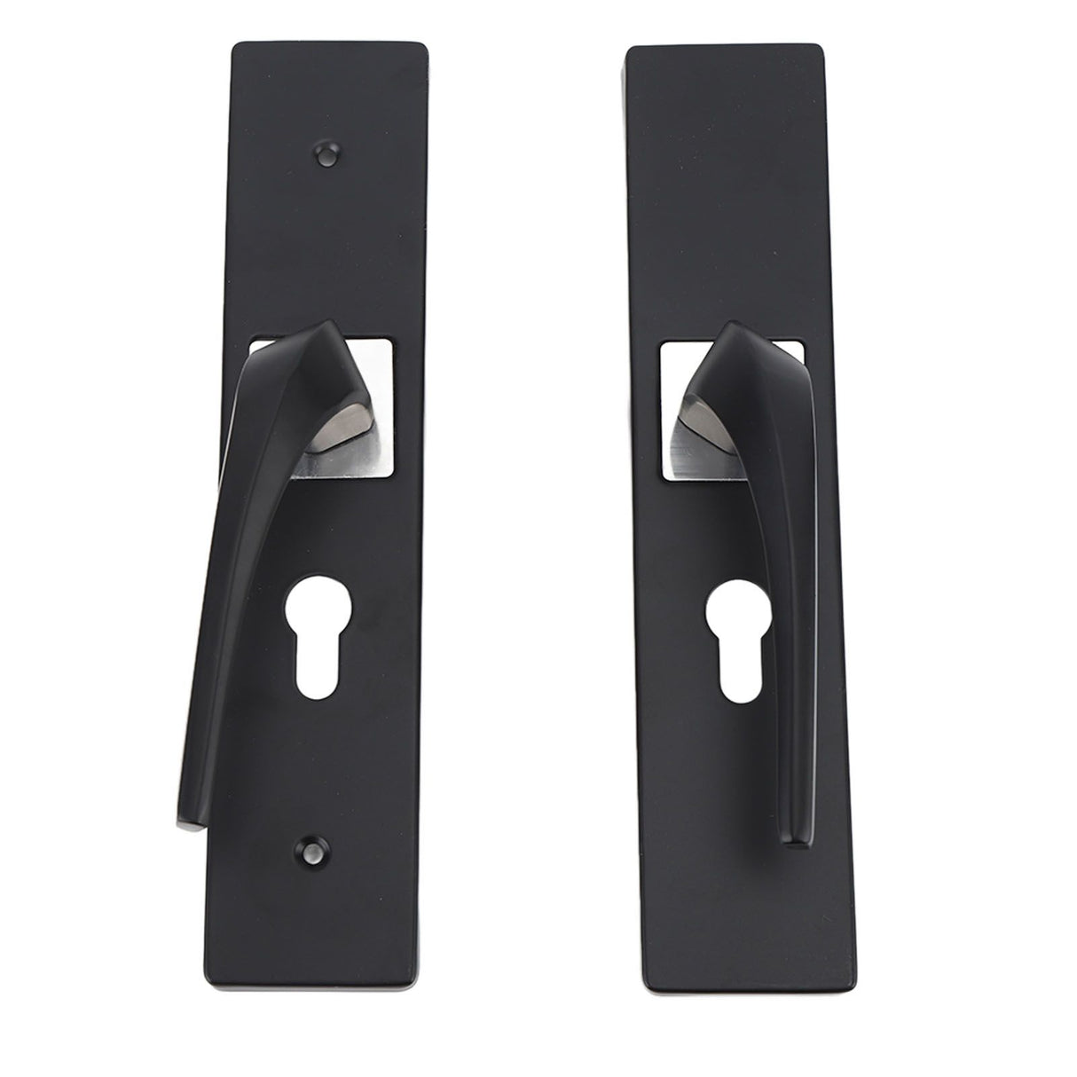 Bedroom Lock Set Household Interior Room Bathroom Silent Aluminium Alloy with Solid Wood Handle Black