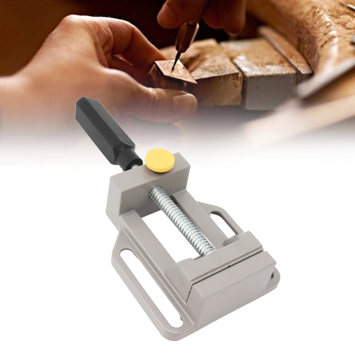 Small Drill Press Vise Aluminum Alloy Quick Release Woodworking Vise for DIY Carving Drilling Machine Tool