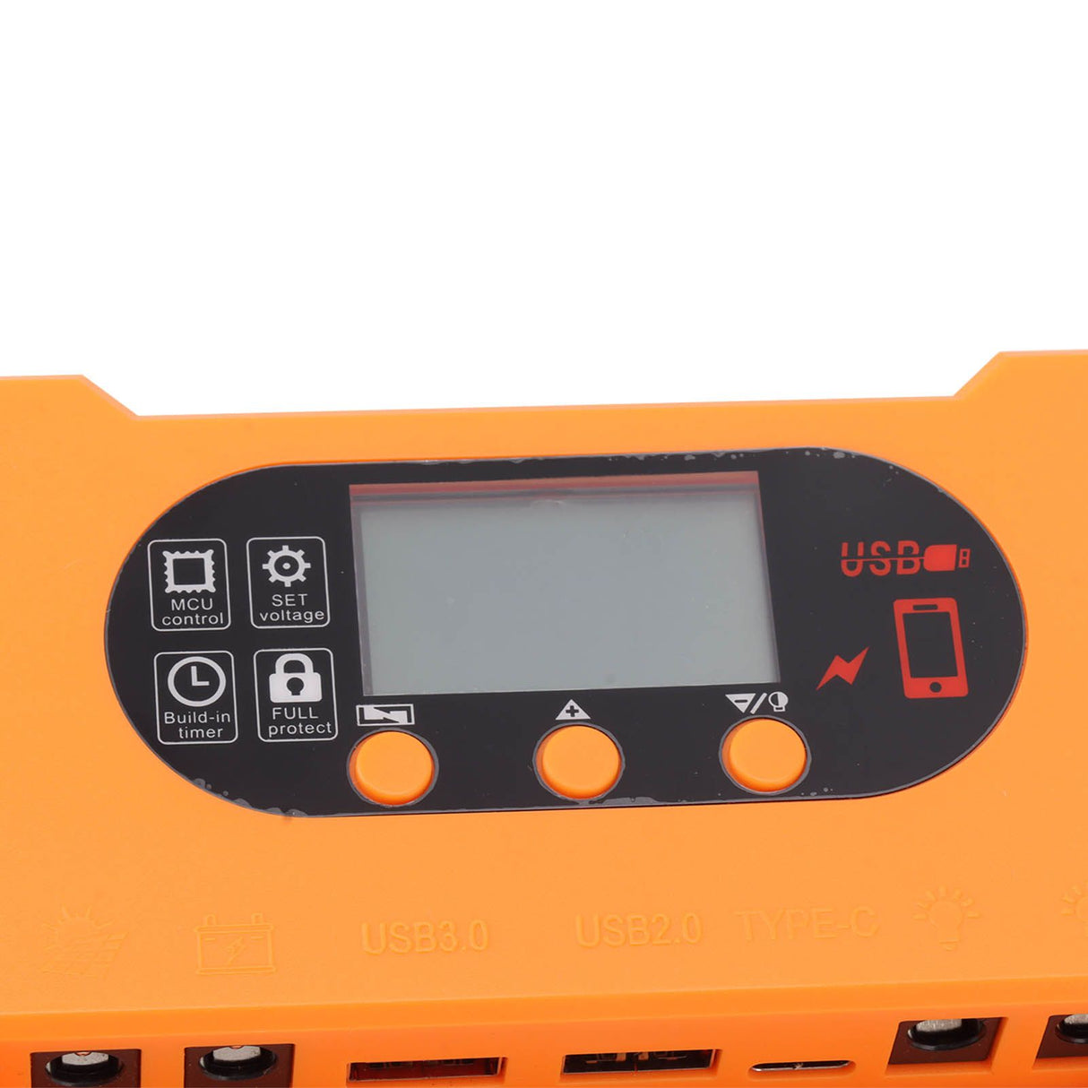 Solar Charge Controller 12V 24V Dual USB Type C Fast Charging Solar Panel Battery Regulator with LCD Display 30A