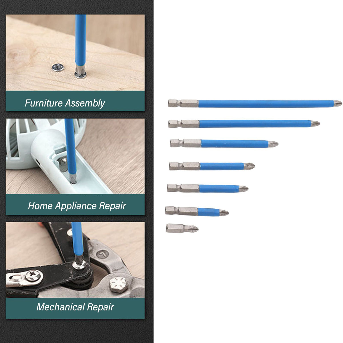 Electric Cross Drill Bit Set High Hardness Alloy Steel Magnetic Anti Slip Screwdriver Bit