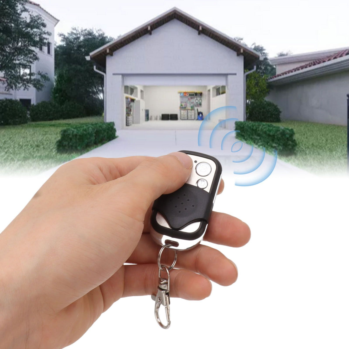 Garage Door Opener Remote Portable Prevent Interference Universal 433MHz 4 Button Garage Door Remote with Keychain