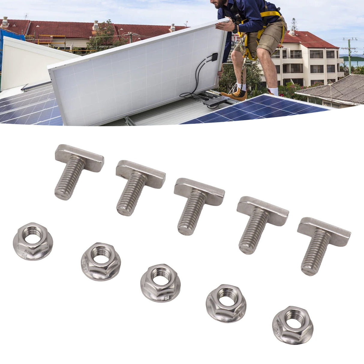 15 Set Hammer Head Screws M8 Stainless Steel Screws for Photovoltaic and Solar Installation
