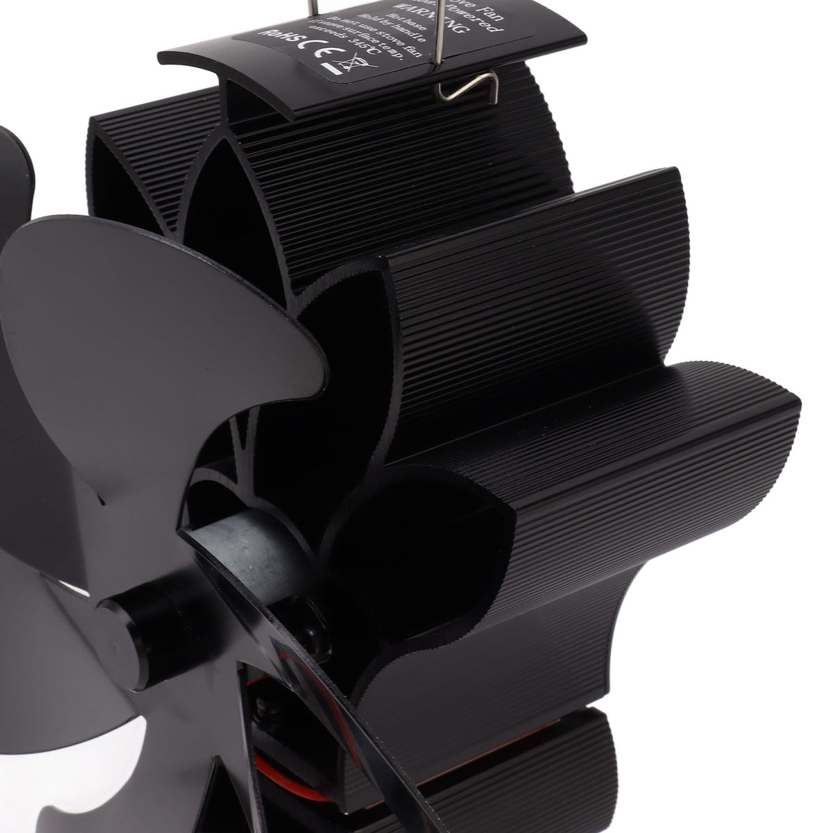 Heat Powered Stove Fan 6 Blade Aluminum Alloy Low Noise Wood Stove Fireplace Fan for Home Log Burning Stove Black