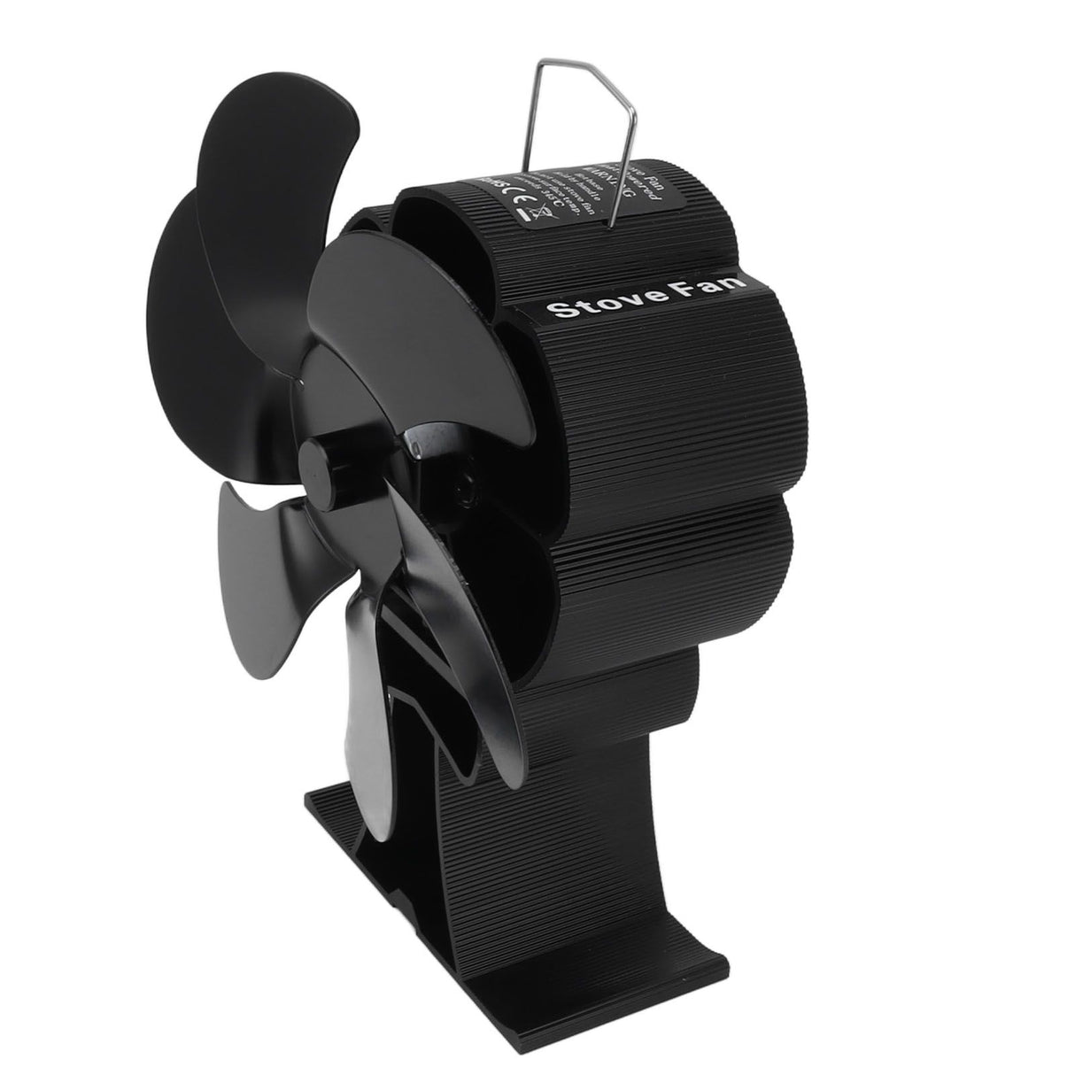 Black 6 Blade Heat Powered Stove Fan Thermodynamically Driven Fireplace Fan for Heat Dissipation