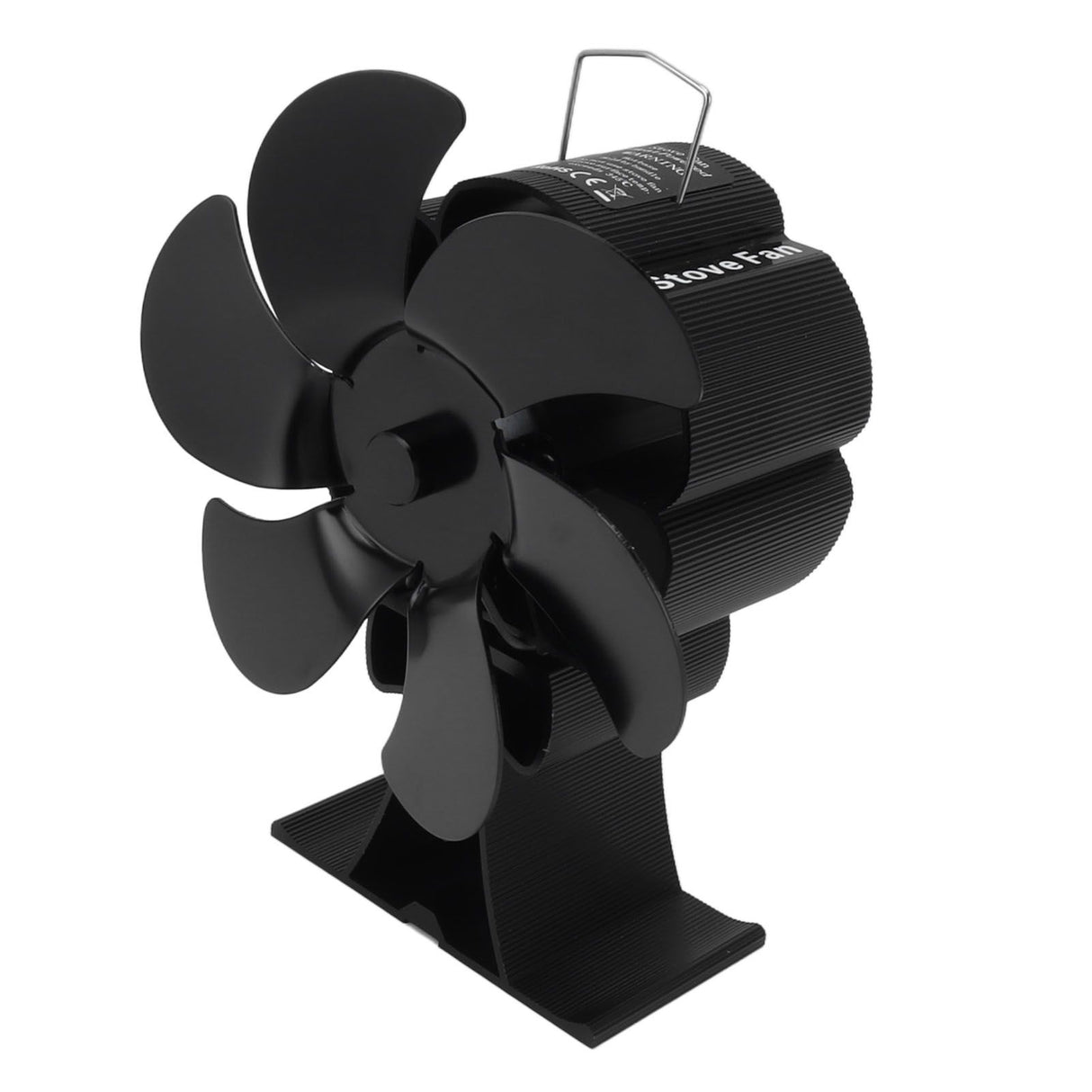 Black 6 Blade Heat Powered Stove Fan Thermodynamically Driven Fireplace Fan for Heat Dissipation