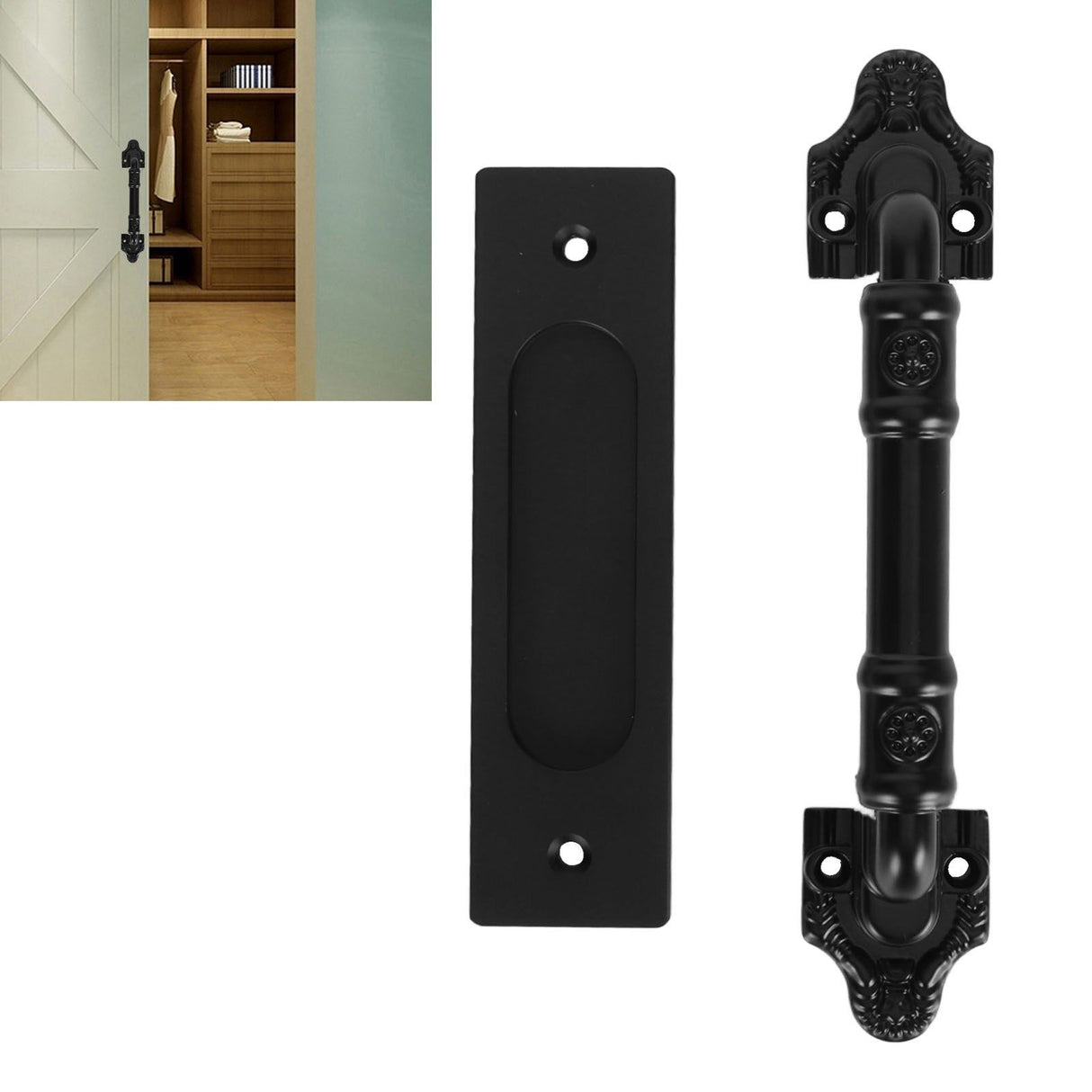 Sliding Barn Door Handle Double Sided Black Barn Door Pull Handle for Gates Garages
