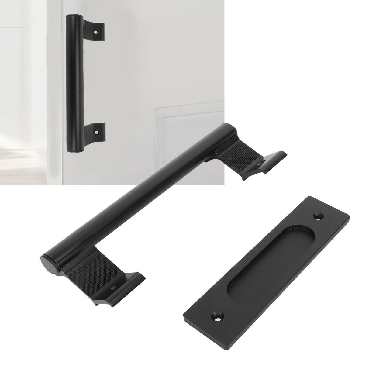 Sliding Door Handle Double Sided Universal Black Aluminum Alloy Barn Door Handles Hardwares for Home Bedroom