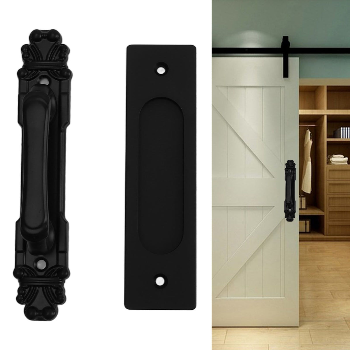 Sliding Barn Door Handles and Pulls Double Sided Hardware Set Easy To Install Aluminum Alloy Barn Door Hardware for Barns