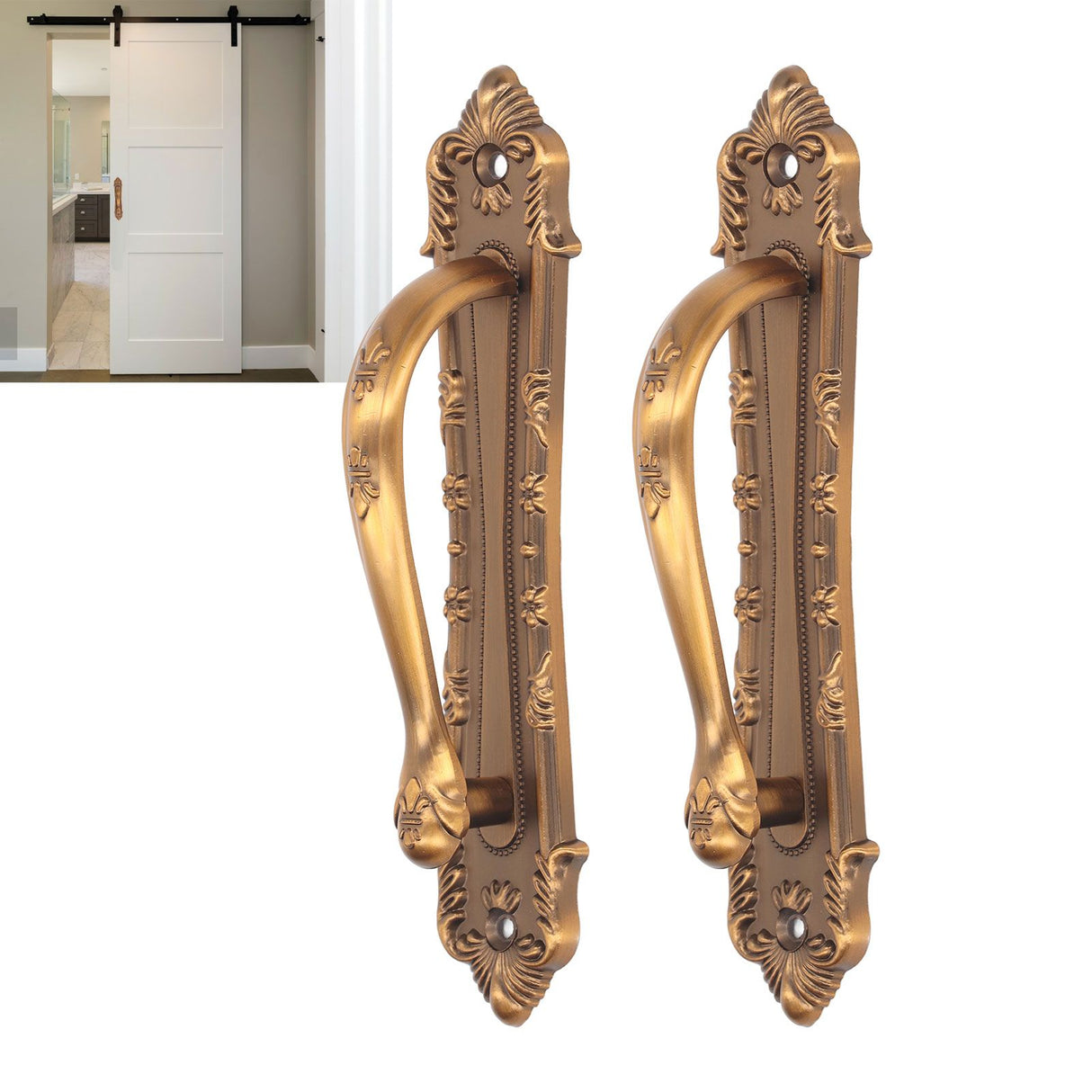 2pcs Barn Door Handle Heavy Duty Bronze Surface Mounted Sliding Wooden Door Handles for Gate Wardrobes