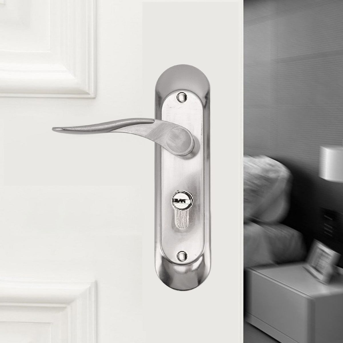 Door Interior Lever Passage Handle with Lock Easy Install Stainless Steel Door Handle for Bedroom Bathroom Closet Home