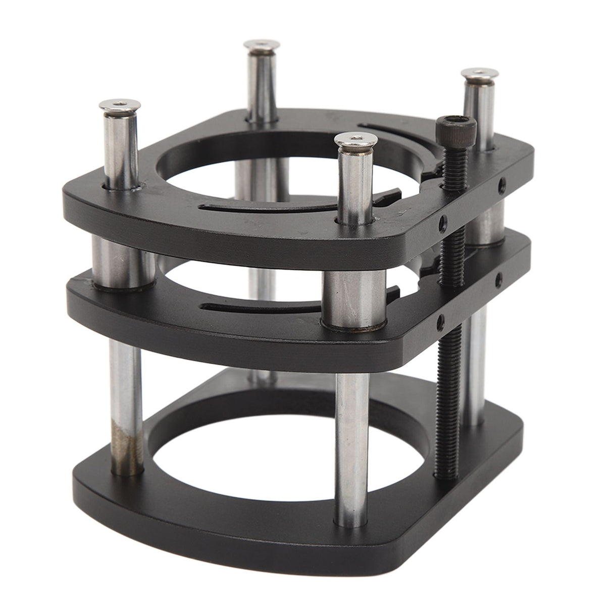Trimming Machine Router Lift Table Base Aluminum Alloy Router Lift System with 4 Jaw Clamping Black