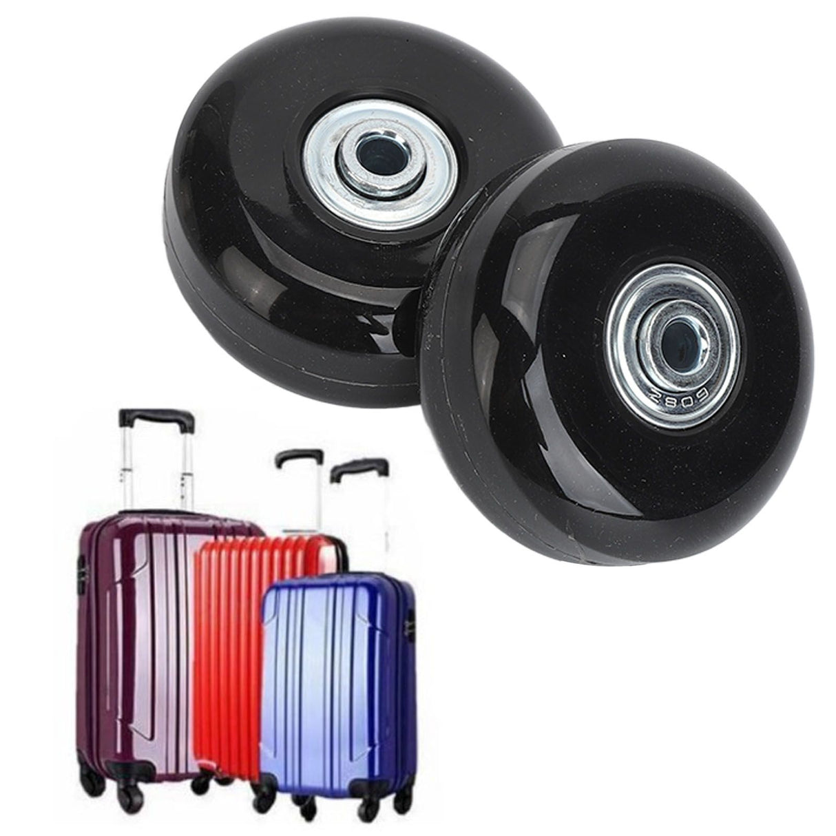 2Pcs Luggage Suitcase Replacement Wheels Universal Rubber Swivel Caster Wheels Bearings Repair Kits with Installation Tool 56x24mm / 2.2x0.9in