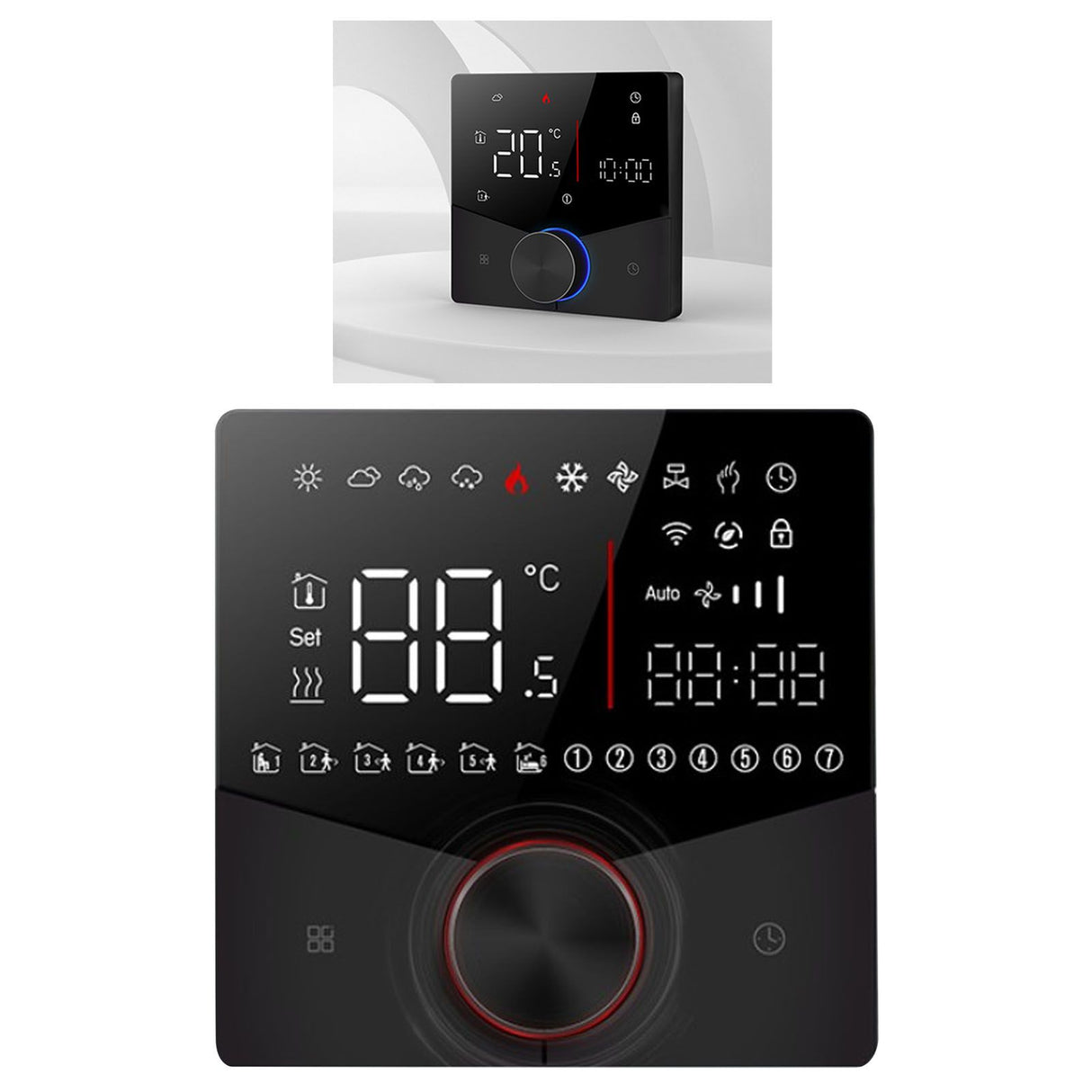 Smart Thermostat Color Display Touch Screen Digital Underfloor Heating Thermostat for Home Steam Room Black