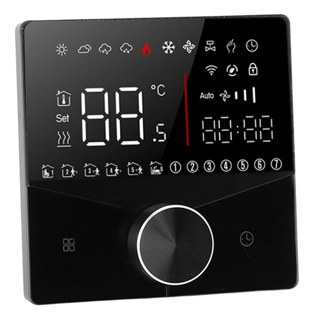 Smart Digital Thermostat LCD Color Display Precise Control Intelligent Temperature Controller Black