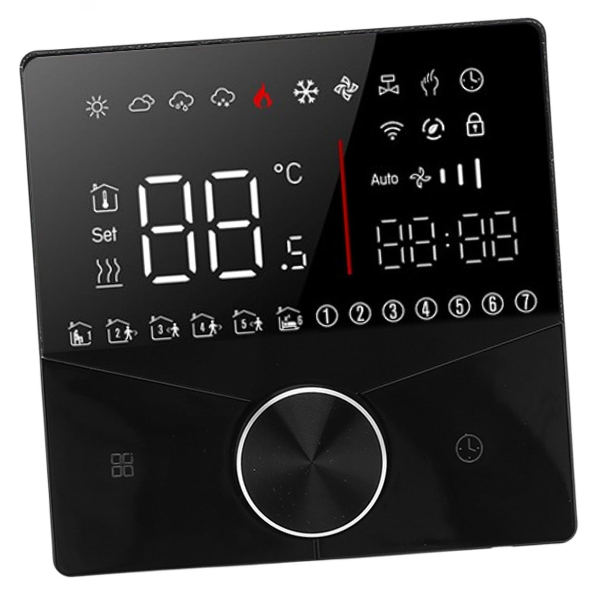 Smart Digital Thermostat LCD Color Display Precise Control Intelligent Temperature Controller Black