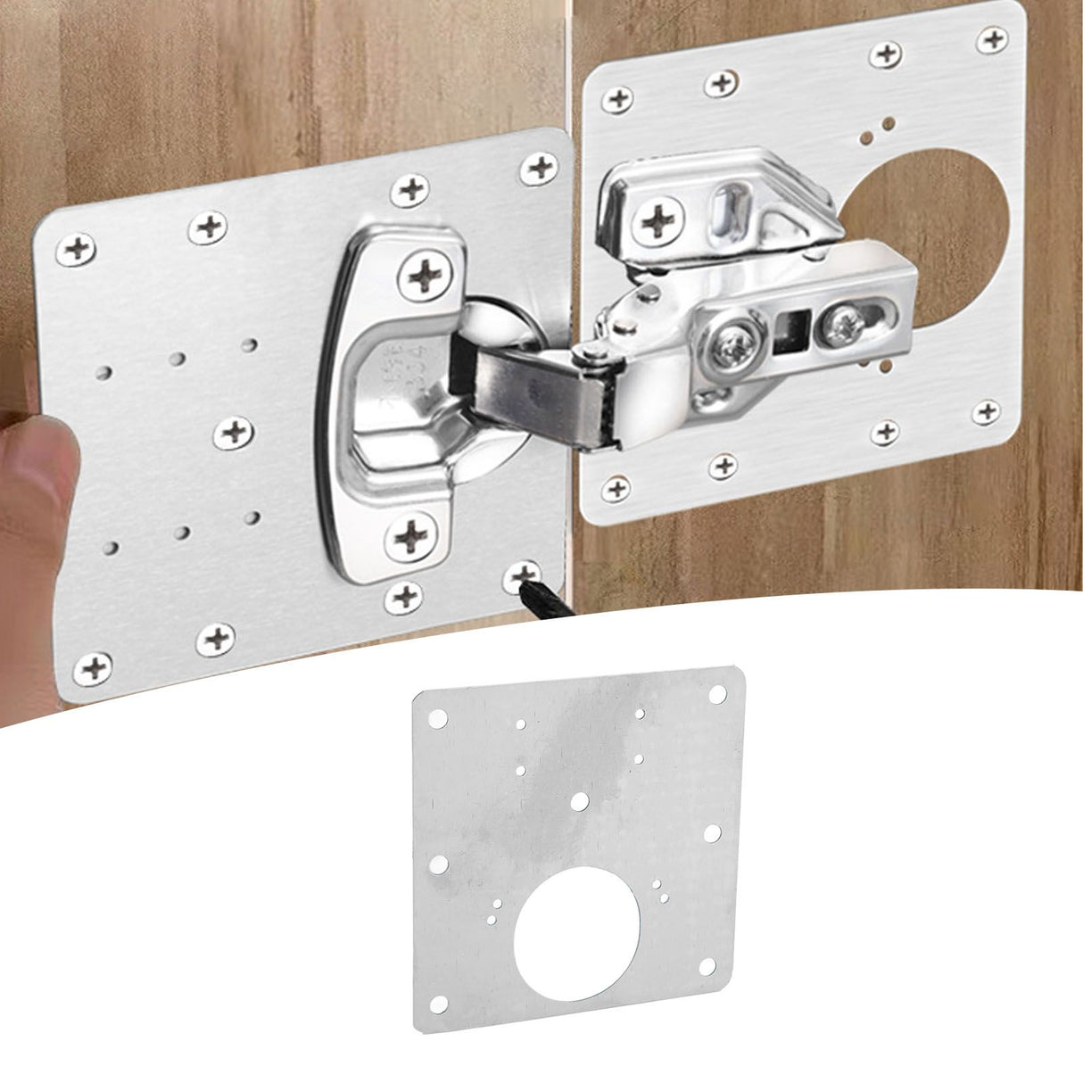 10 PCS Cabinet Hinges Repair Plate with Fixing Screws Thicken Stainless Steel Cupboard Door Hinge Repair Plate Kit for Home