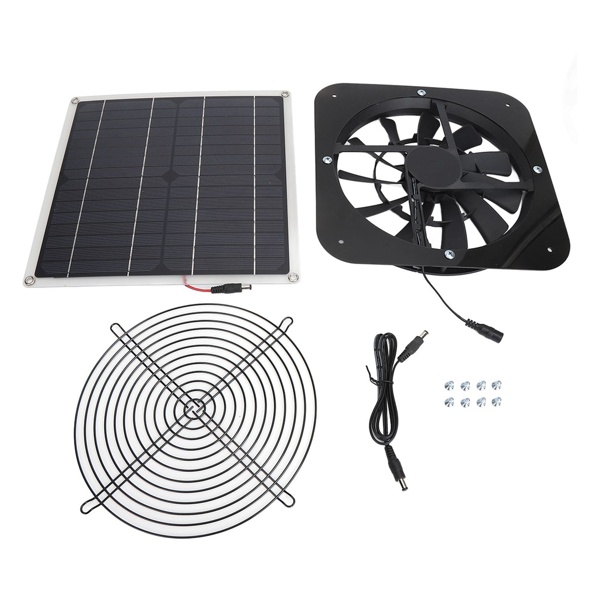 Solar Panel Fan Kit Solar Exhaust Fan 100W Solar Powered Panel with 10inch Round Fan for Greenhouse Shed Chicken Coop Black