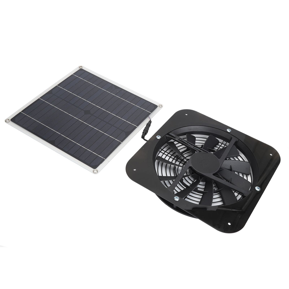 Solar Panel Fan Kit Solar Exhaust Fan 100W Solar Powered Panel with 10inch Round Fan for Greenhouse Shed Chicken Coop Black