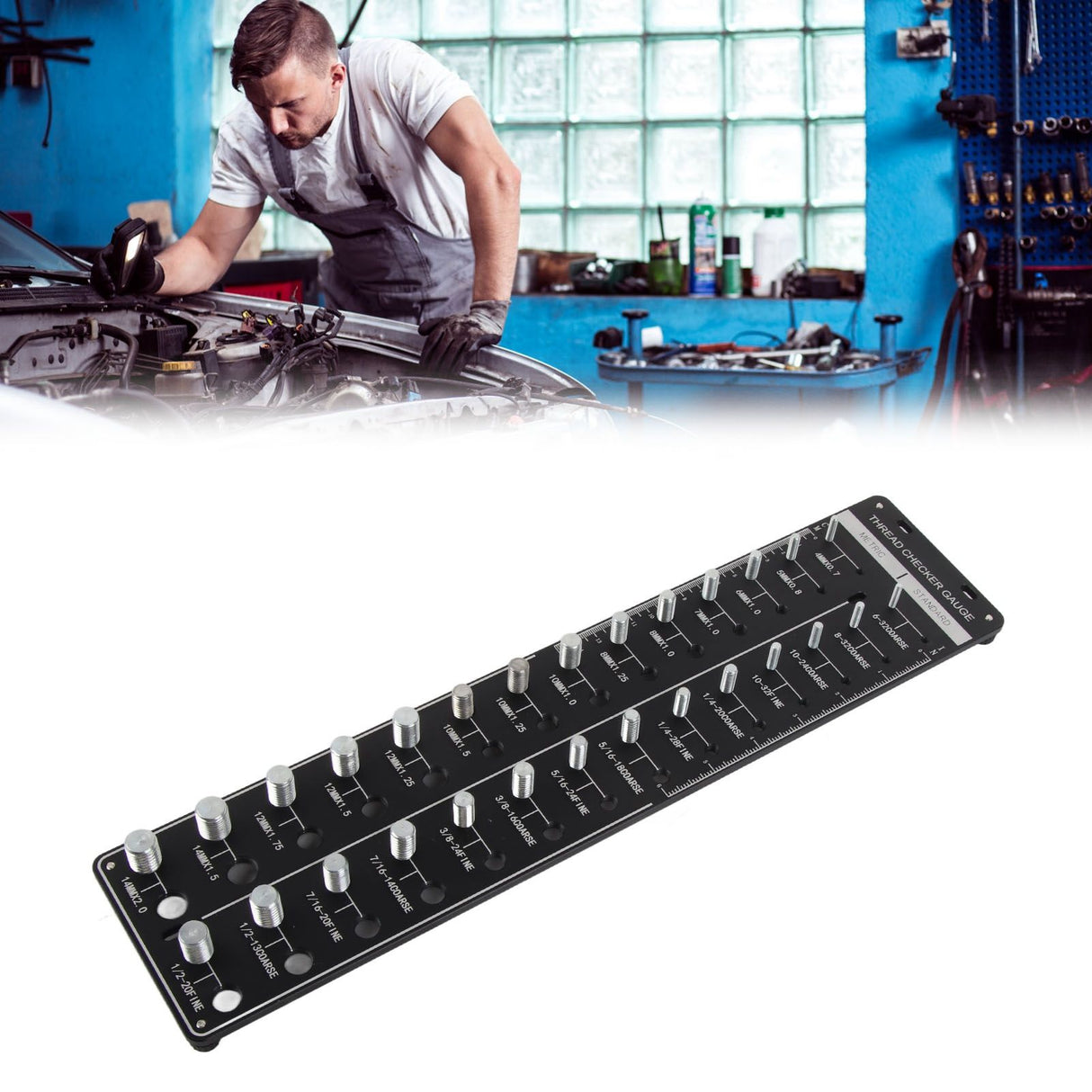 Bolt Thread Identifier with US Metric Units Highly Accurate Bolt Nut Identifier Gauge for Machinery Manufacturing Car Repairing