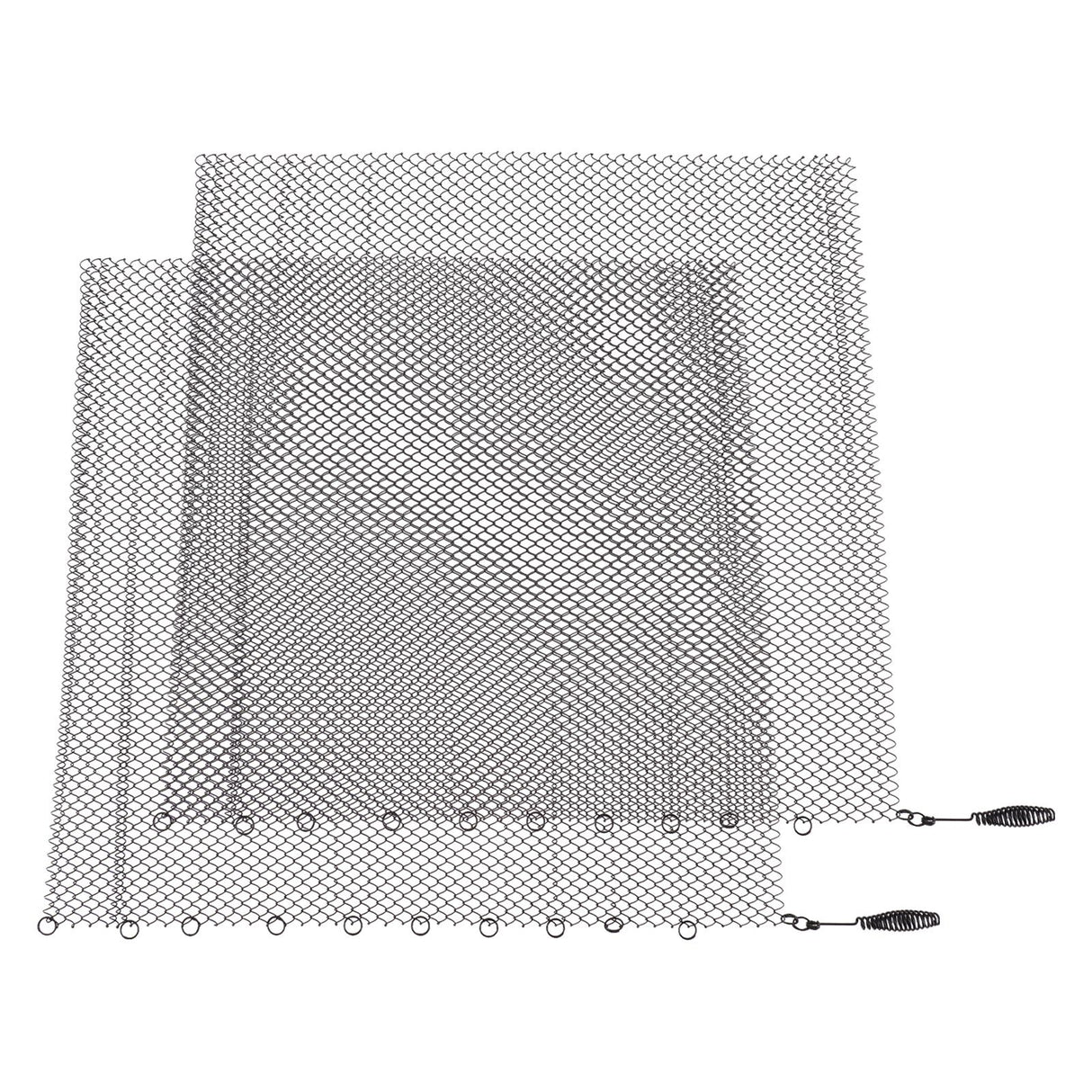 Fireplace Mesh Screen Curtain 2 Wide Panels Hanging Replacement Screens for Home Wood Burning Fireplace Black 24x20in