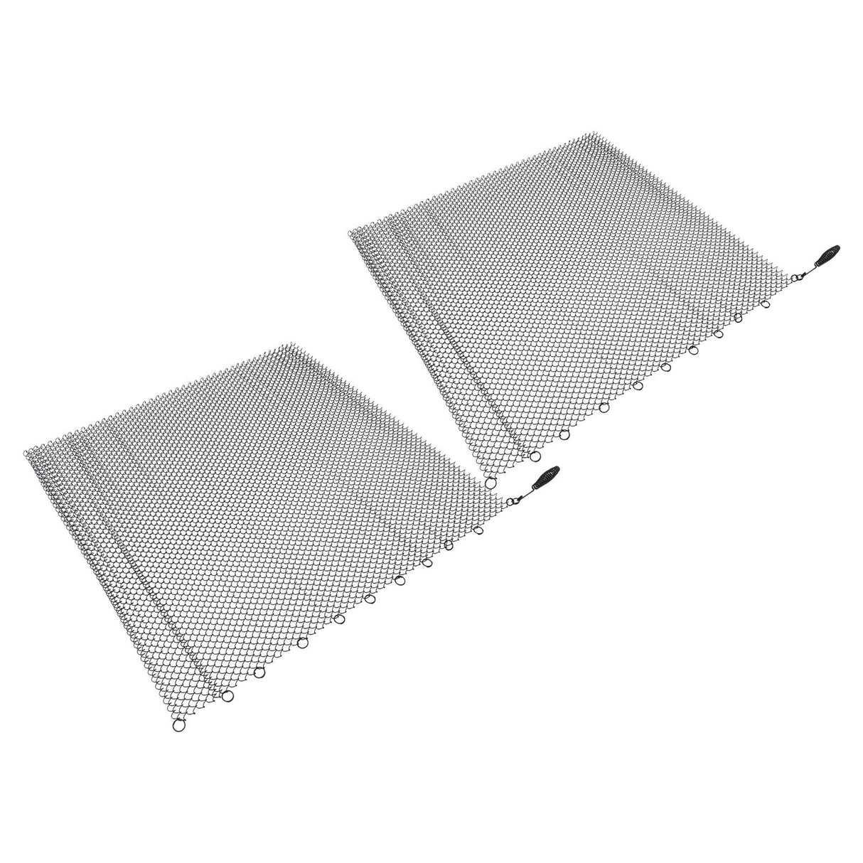 Fireplace Mesh Screen Curtain 2 Wide Panels Hanging Replacement Screens for Home Wood Burning Fireplace Black 24x20in