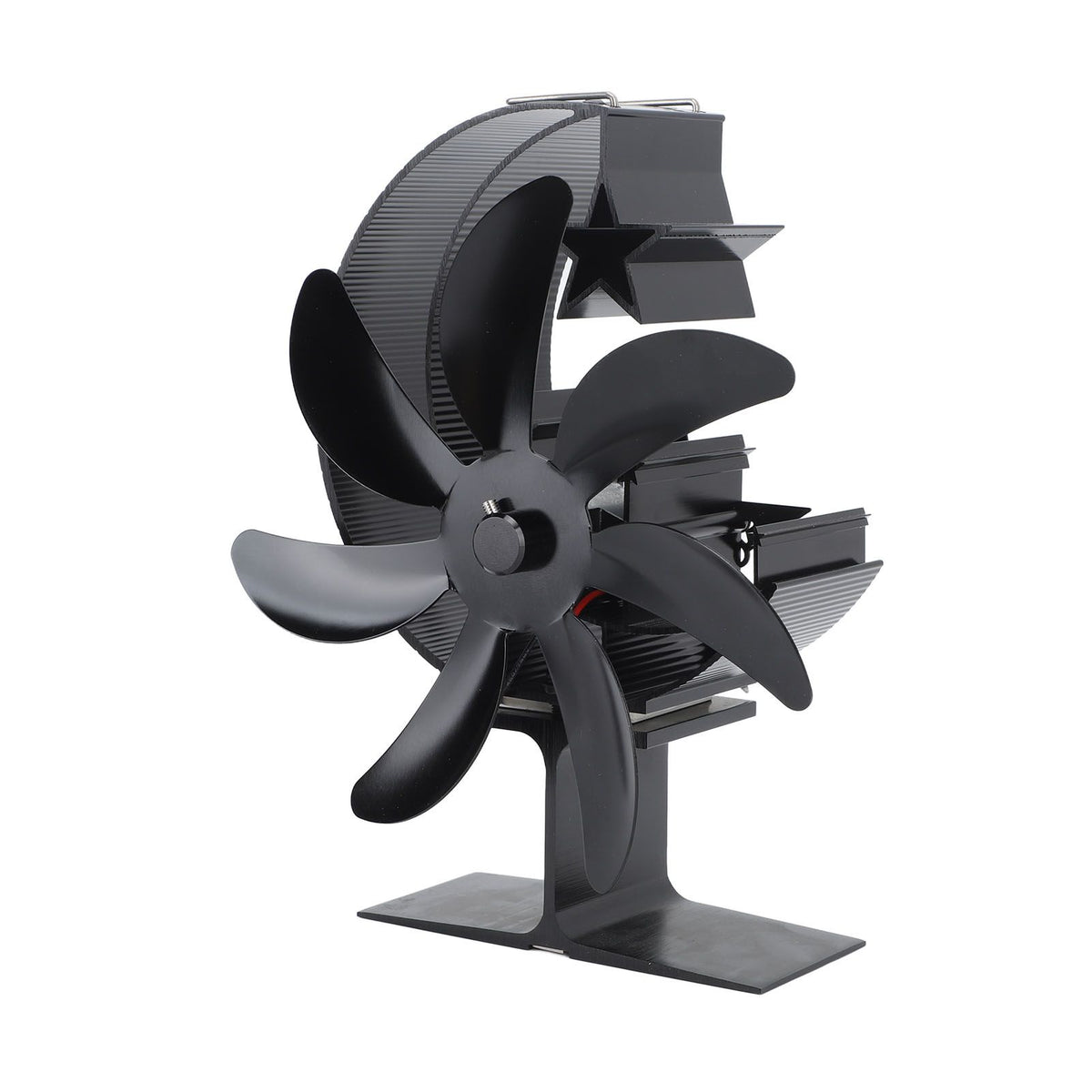 Heat Powered Stove Fan 7 Blade Moon Model Silent Operation Circulating Warm Air Highly Efficient Log Burner Fan For Wood Stove Accessories Black