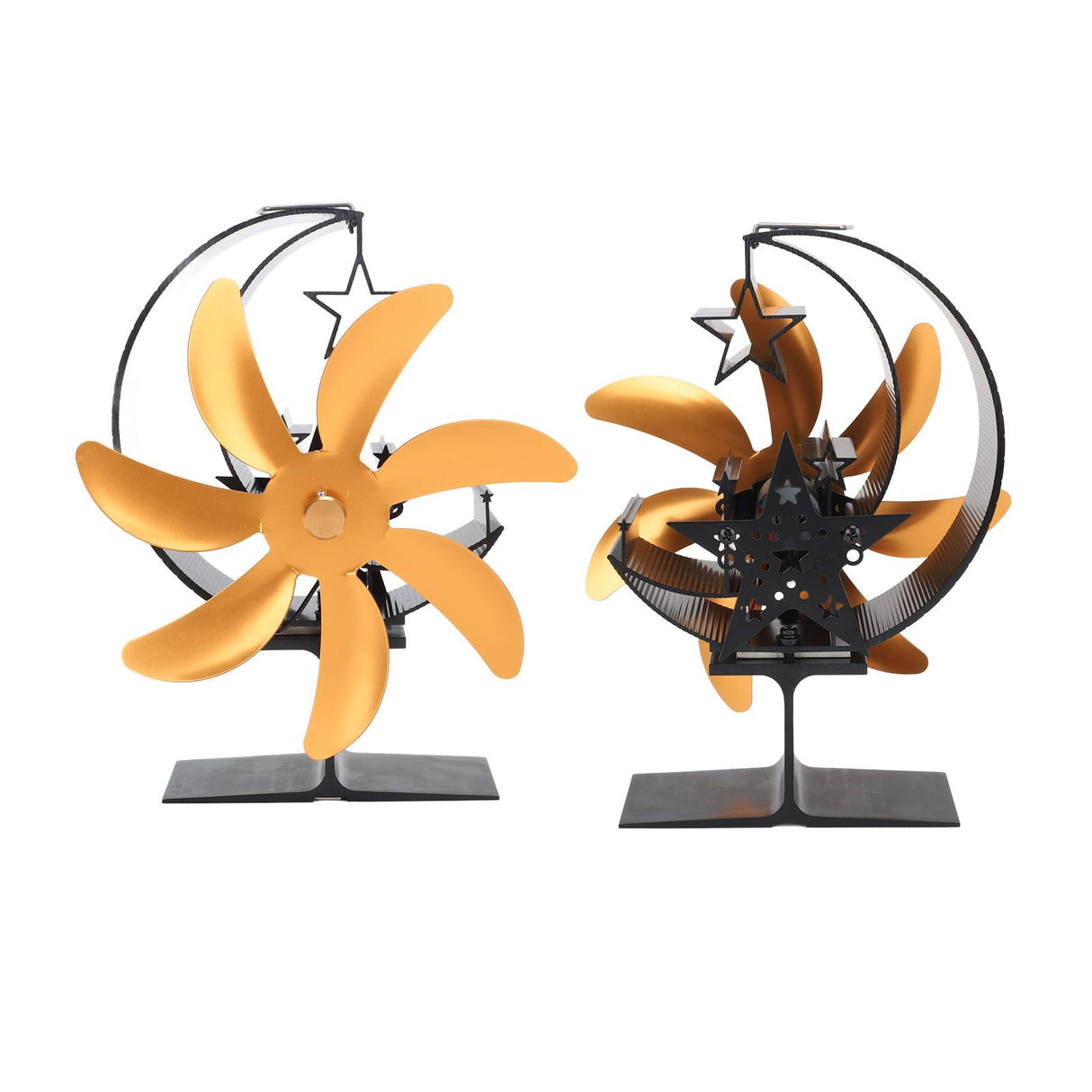 Heat Powered Stove Fan 7 Blade Moon Model Silent Operation Circulating Warm Air Highly Efficient Log Burner Fan For Wood Stove Accessories Gold
