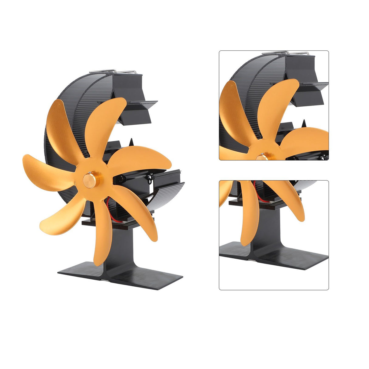 Heat Powered Stove Fan 7 Blade Moon Model Silent Operation Circulating Warm Air Highly Efficient Log Burner Fan For Wood Stove Accessories Gold