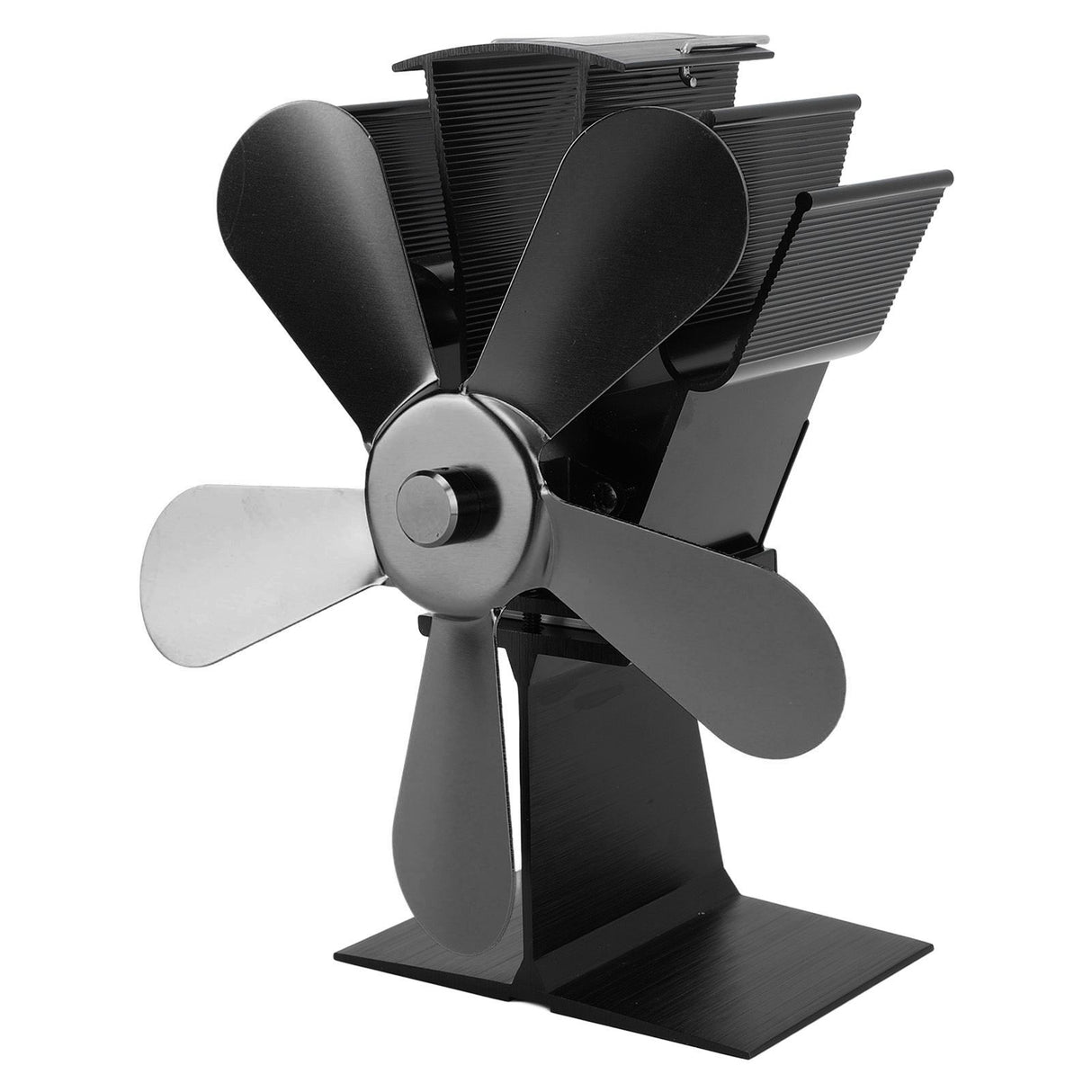Wood Stove Fan 5 Blades Fireplace Fan Heat Powered Stove Fan for Wood Burning Stove Pellet Log Burner Fireplace Vertical Rectangular Black