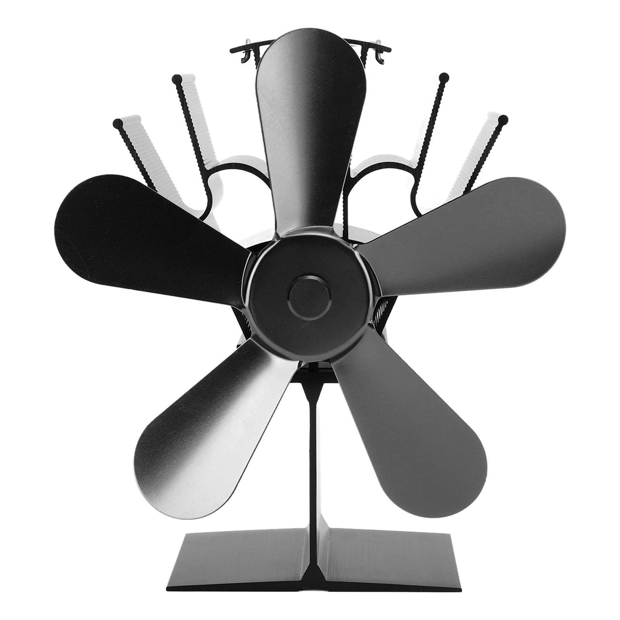 Wood Stove Fan 5 Blades Fireplace Fan Heat Powered Stove Fan for Wood Burning Stove Pellet Log Burner Fireplace Vertical Rectangular Black