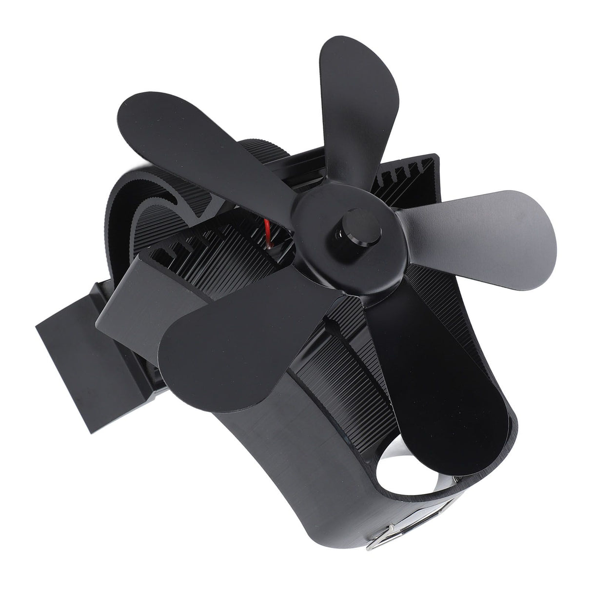 Magnetic Wall Mounted Fireplace Fan Silent Operation 5 Blade Heat Powered Wood Stove Fan Log Wood Burner Black