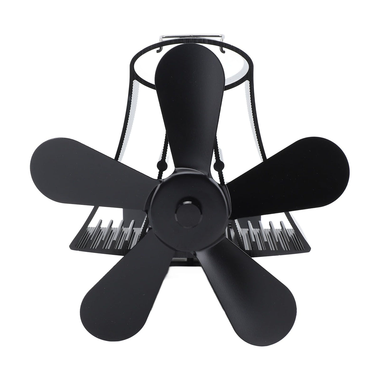 Magnetic Wall Mounted Fireplace Fan Silent Operation 5 Blade Heat Powered Wood Stove Fan Log Wood Burner Black