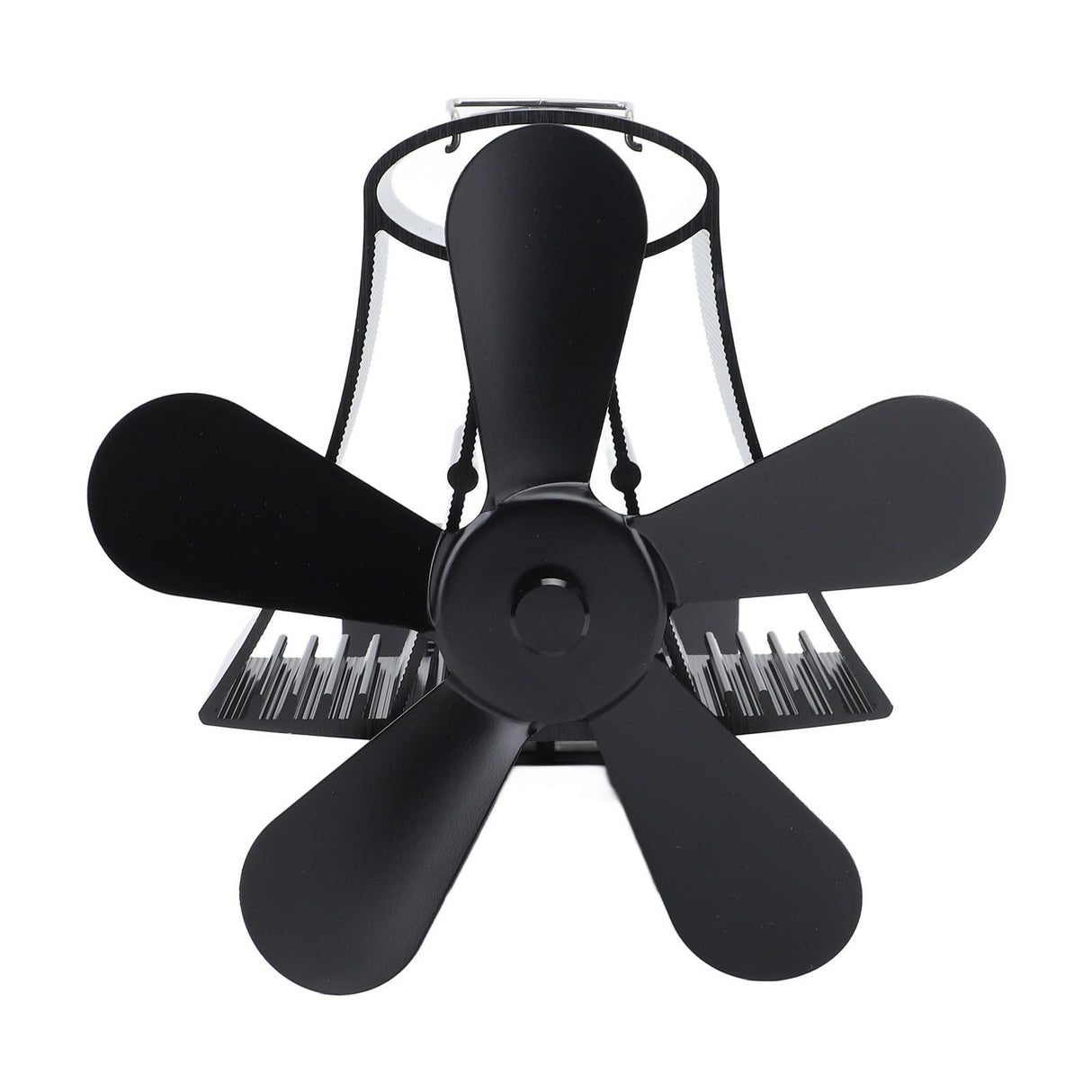 Magnetic Wall Mounted Fireplace Fan Silent Operation 5 Blade Heat Powered Wood Stove Fan Log Wood Burner Black