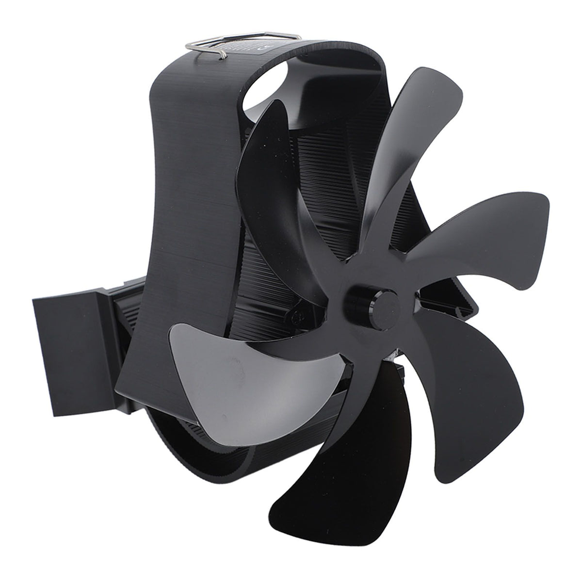 6 Blade Magnet Wall Mount Heat Powered Stove Fan Pipe Fireplace Fan Magnetic Installation for Wood Log Burners Black