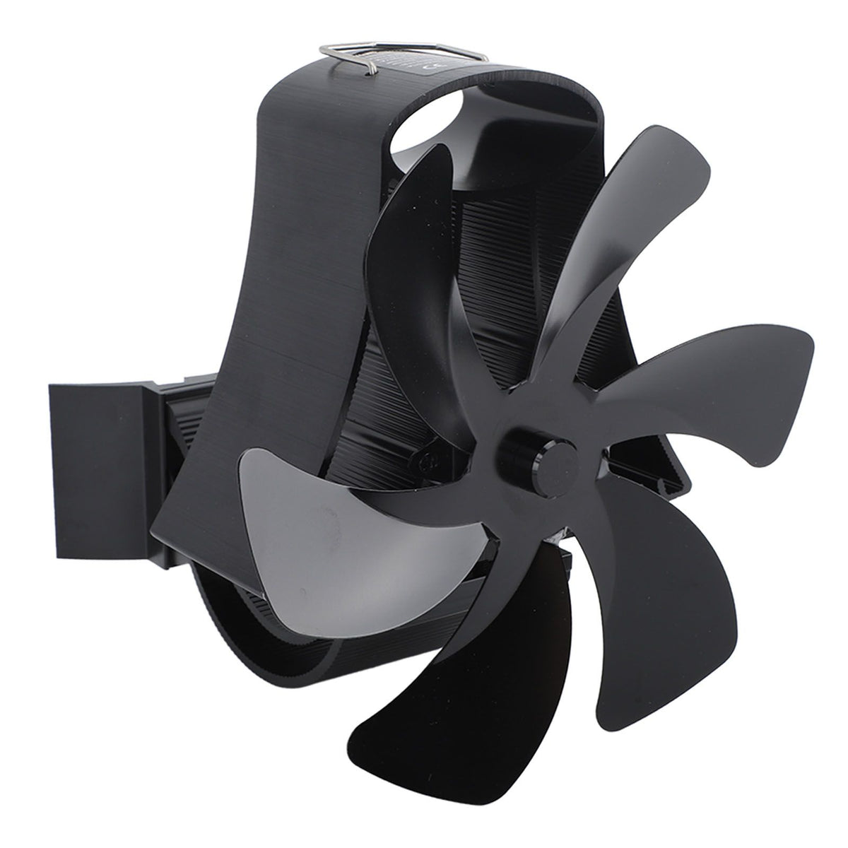 6 Blade Magnet Wall Mount Heat Powered Stove Fan Pipe Fireplace Fan Magnetic Installation for Wood Log Burners Black