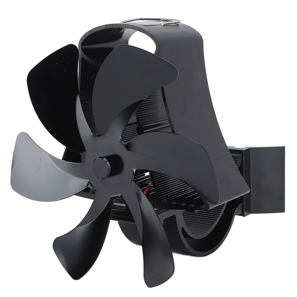 6 Blade Magnet Wall Mount Heat Powered Stove Fan Pipe Fireplace Fan Magnetic Installation for Wood Log Burners Black