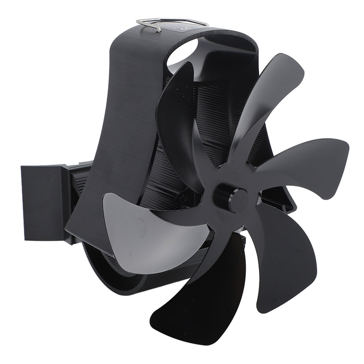 6 Blade Magnet Wall Mount Heat Powered Stove Fan Pipe Fireplace Fan Magnetic Installation for Wood Log Burners Black