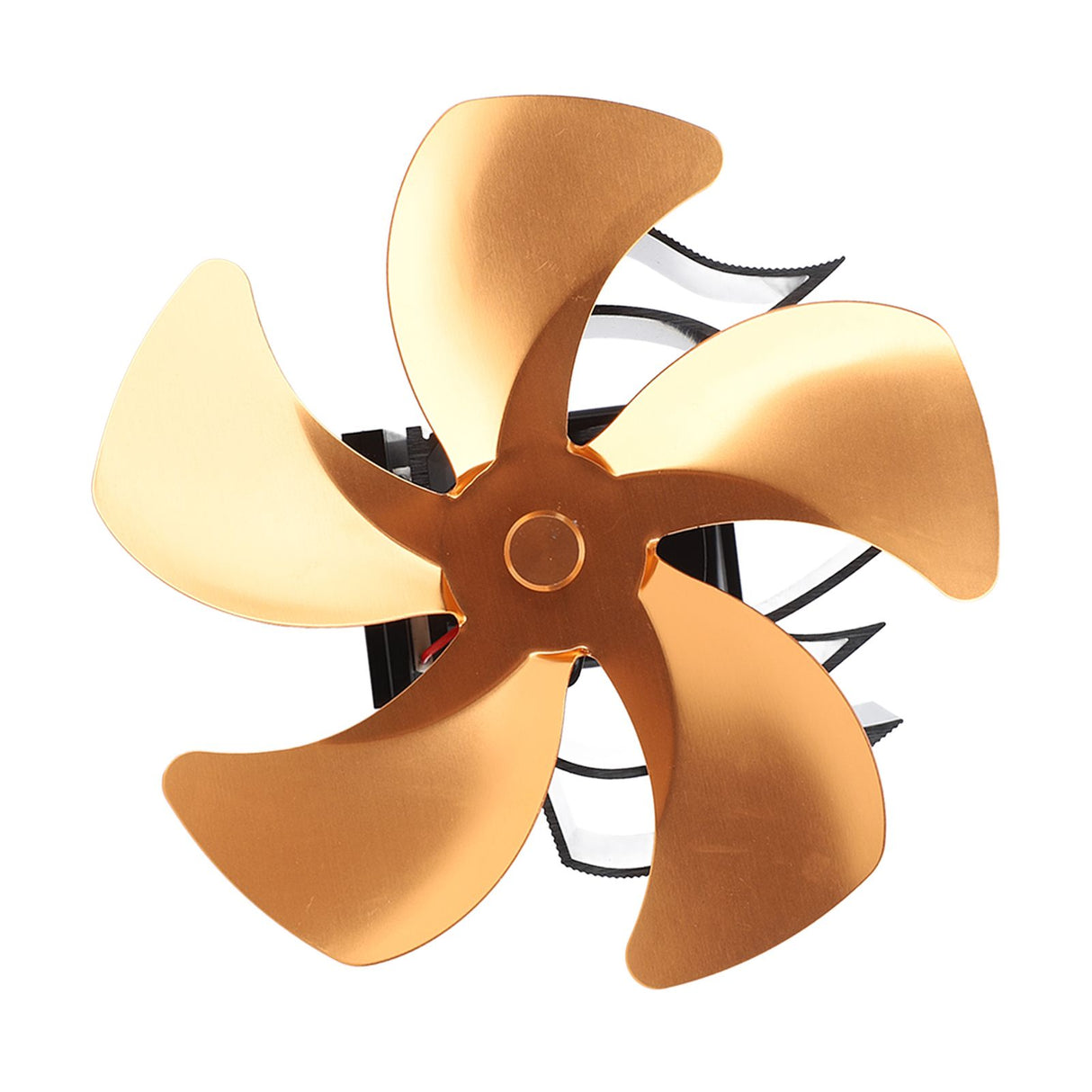 5 Blade Heat Powered Stove Fan Aluminum Alloy Noiseless Wall Hanging Thermal Powered Fireplace Fan for Wood Burning Stove Kerosene Stove Gold