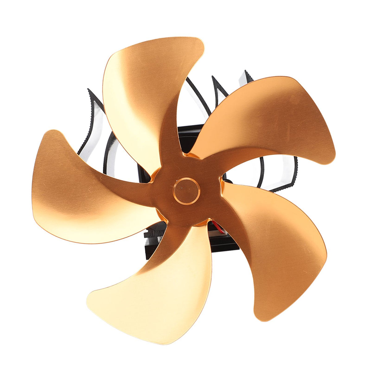 5 Blade Heat Powered Stove Fan Aluminum Alloy Noiseless Wall Hanging Thermal Powered Fireplace Fan for Wood Burning Stove Kerosene Stove Gold